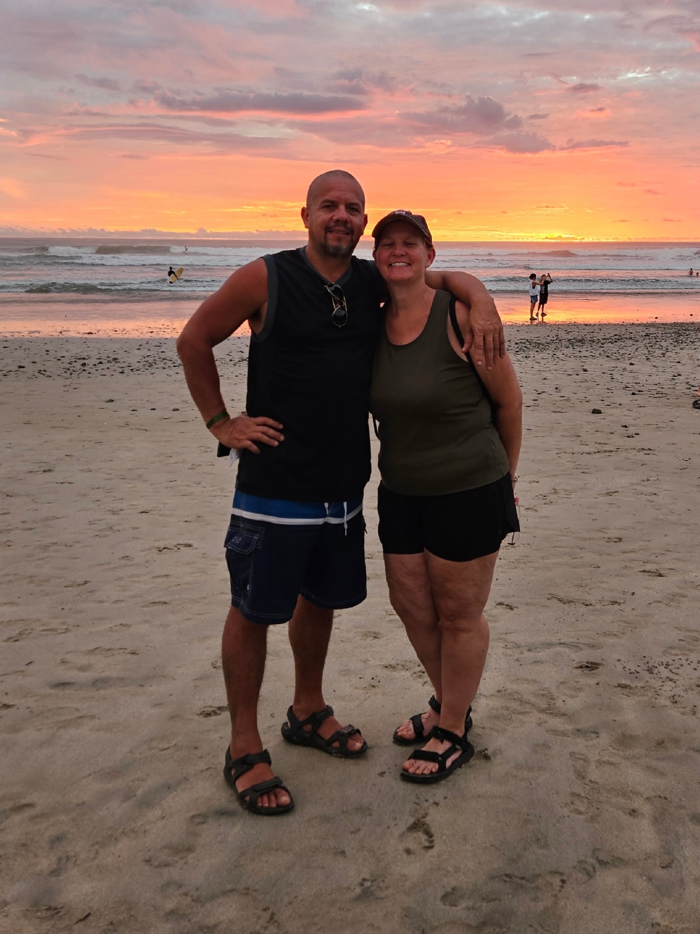 Christian and Michelle on the beach in Costa Rica at sunset
